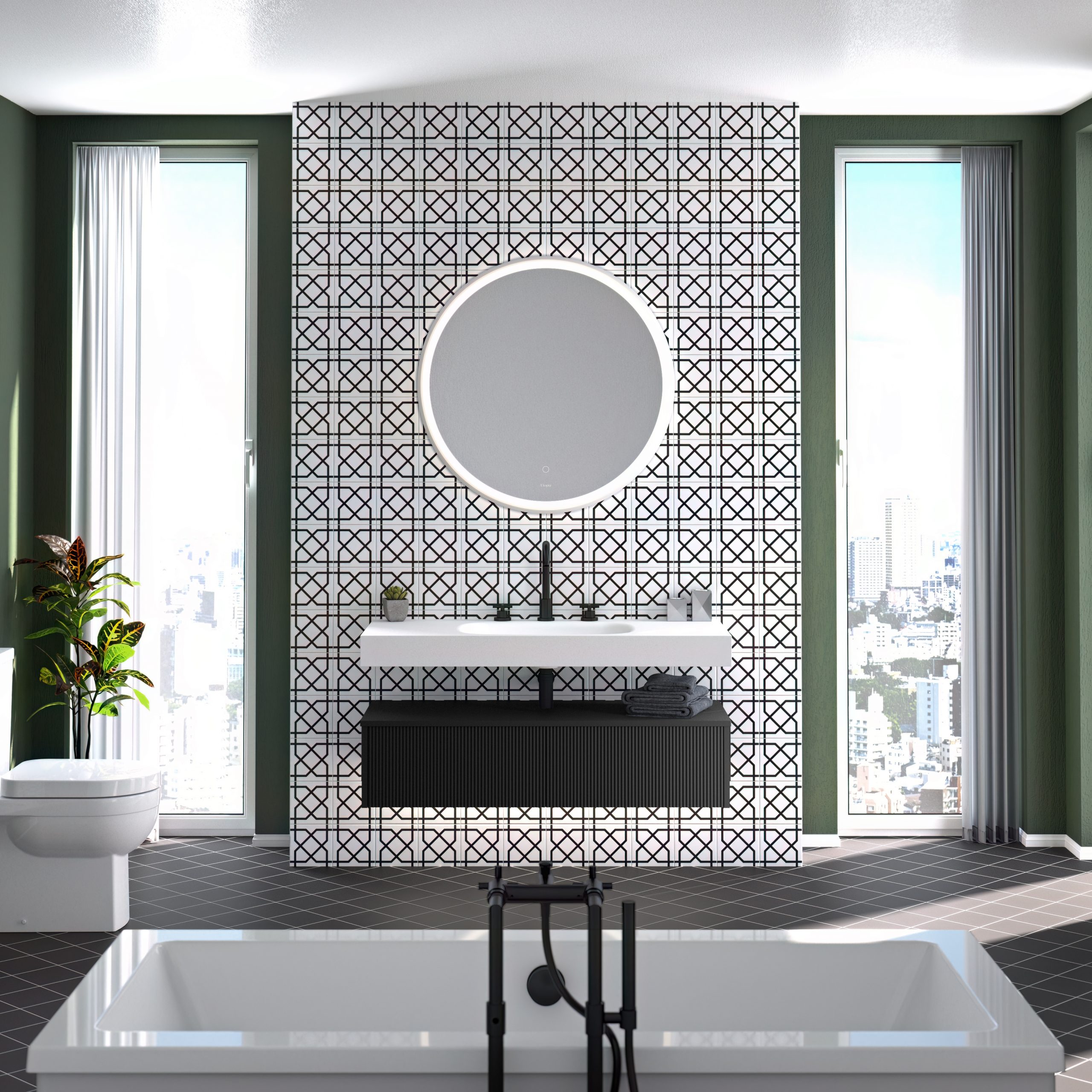 Utopia Geo wall hung basin and shelf